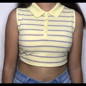 Yellow stripped sleeveless shirt